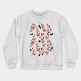 Peach pink sakura butterflies Crewneck Sweatshirt